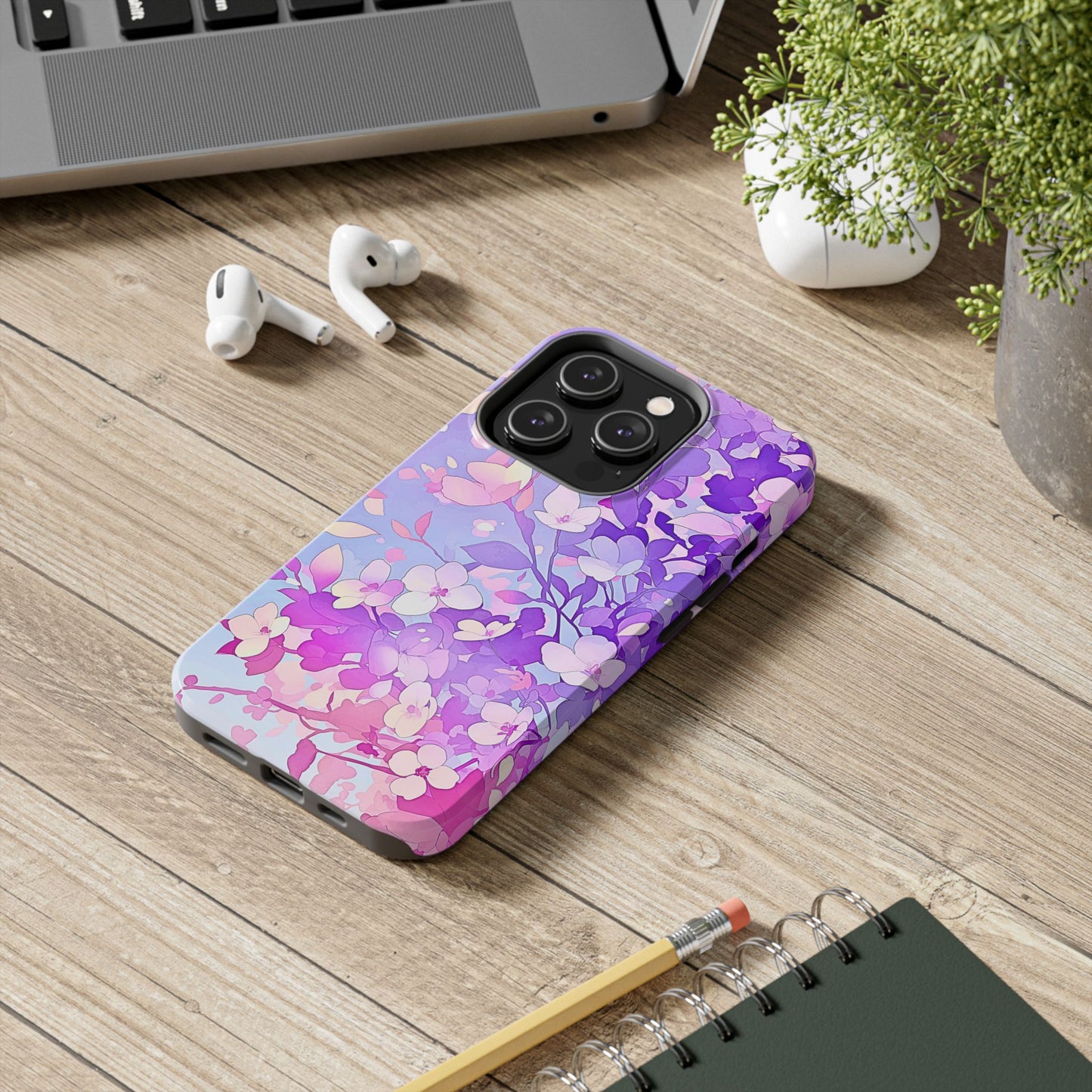 Funda resistente para teléfono con delicados estampados florales en tonos pastel | Estética