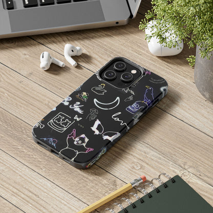 Funda resistente para teléfono estilo neón blanco | Estética