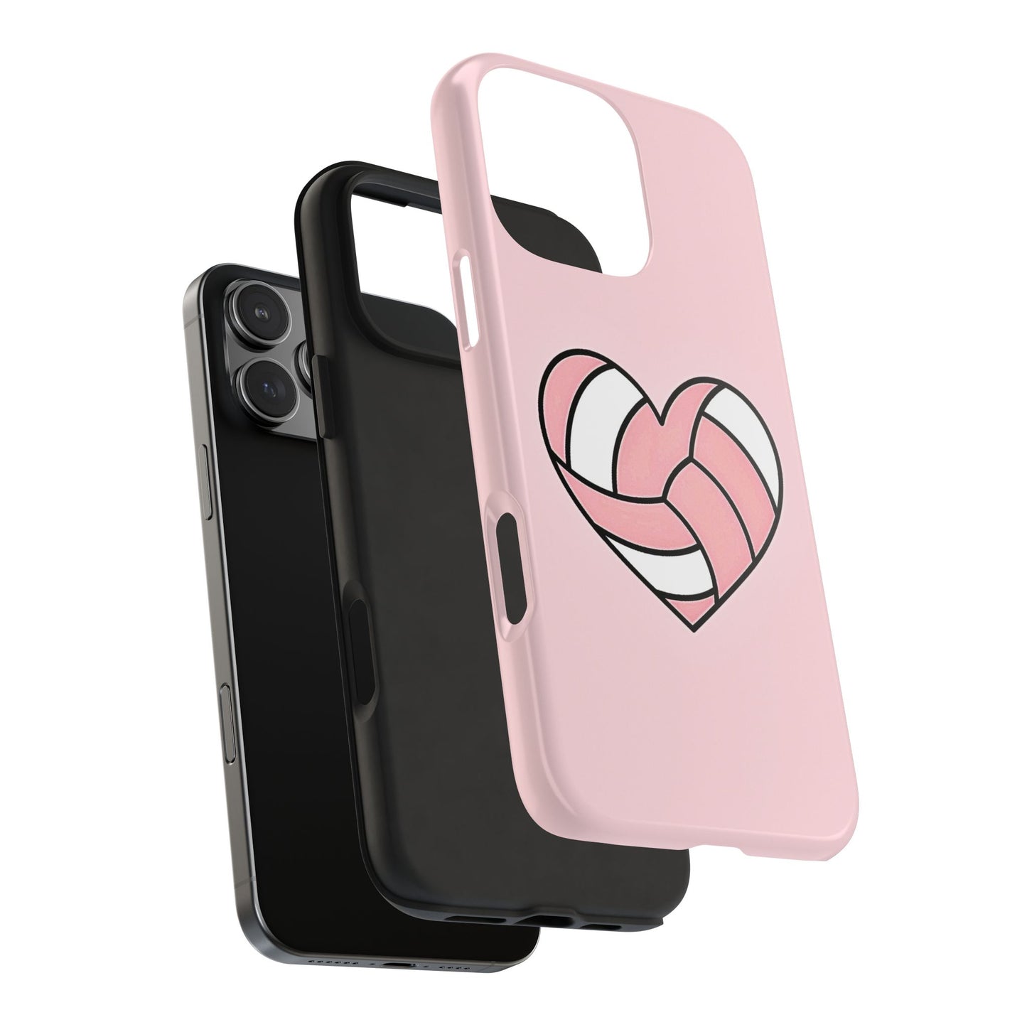 Pink Volleyball Heart Tough Phone Case | Aesthetic