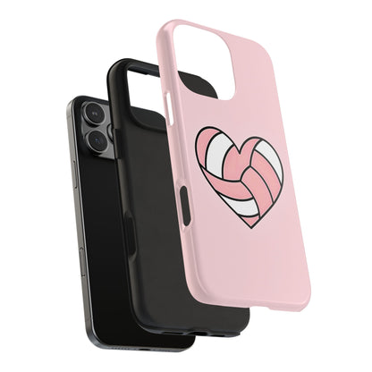 Pink Volleyball Heart Tough Phone Case | Aesthetic