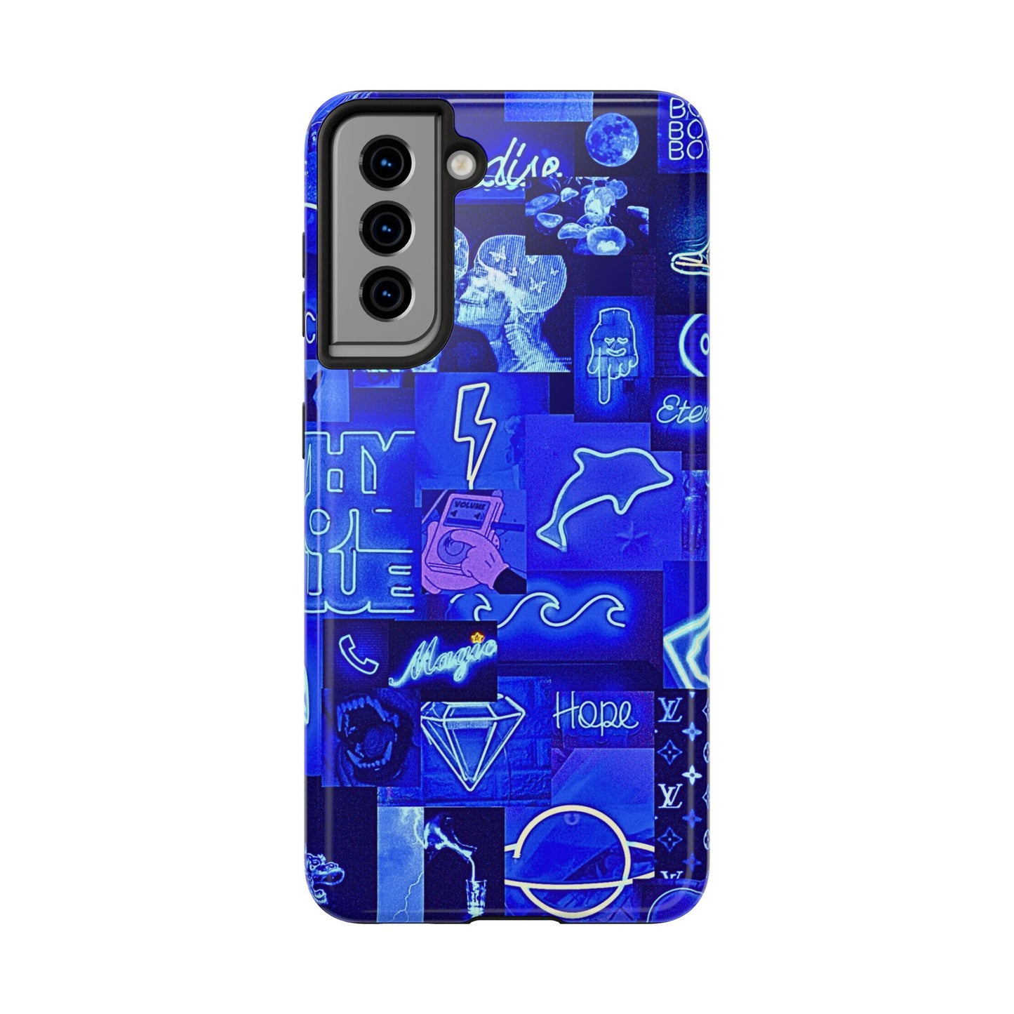 Blue Neon Style Tough Phone Case | Aesthetic