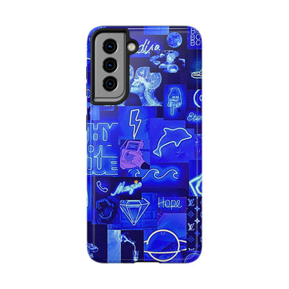 Blue Neon Style Tough Phone Case | Aesthetic