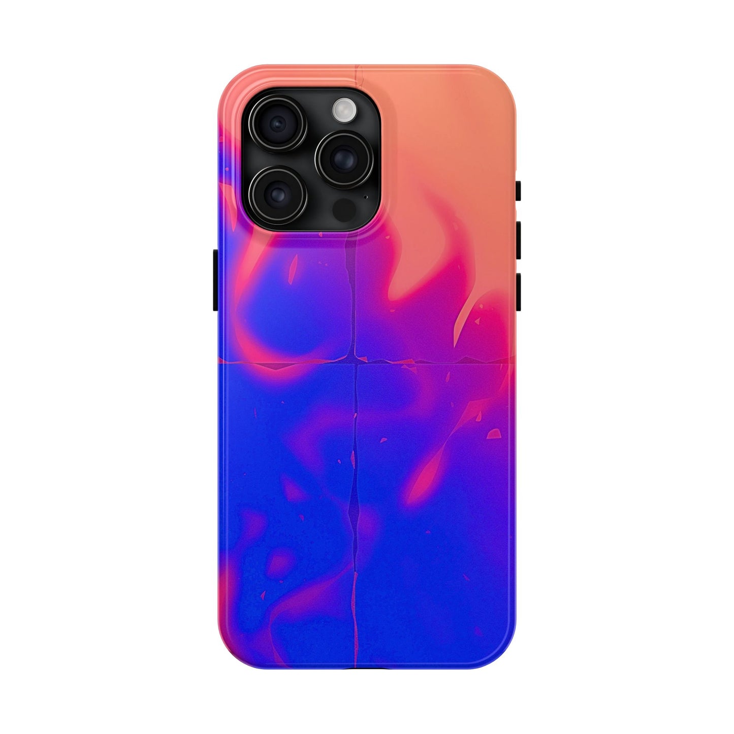 Funda resistente para teléfono con diseño de llamas, degradado abstracto y resplandor del atardecer | Estética