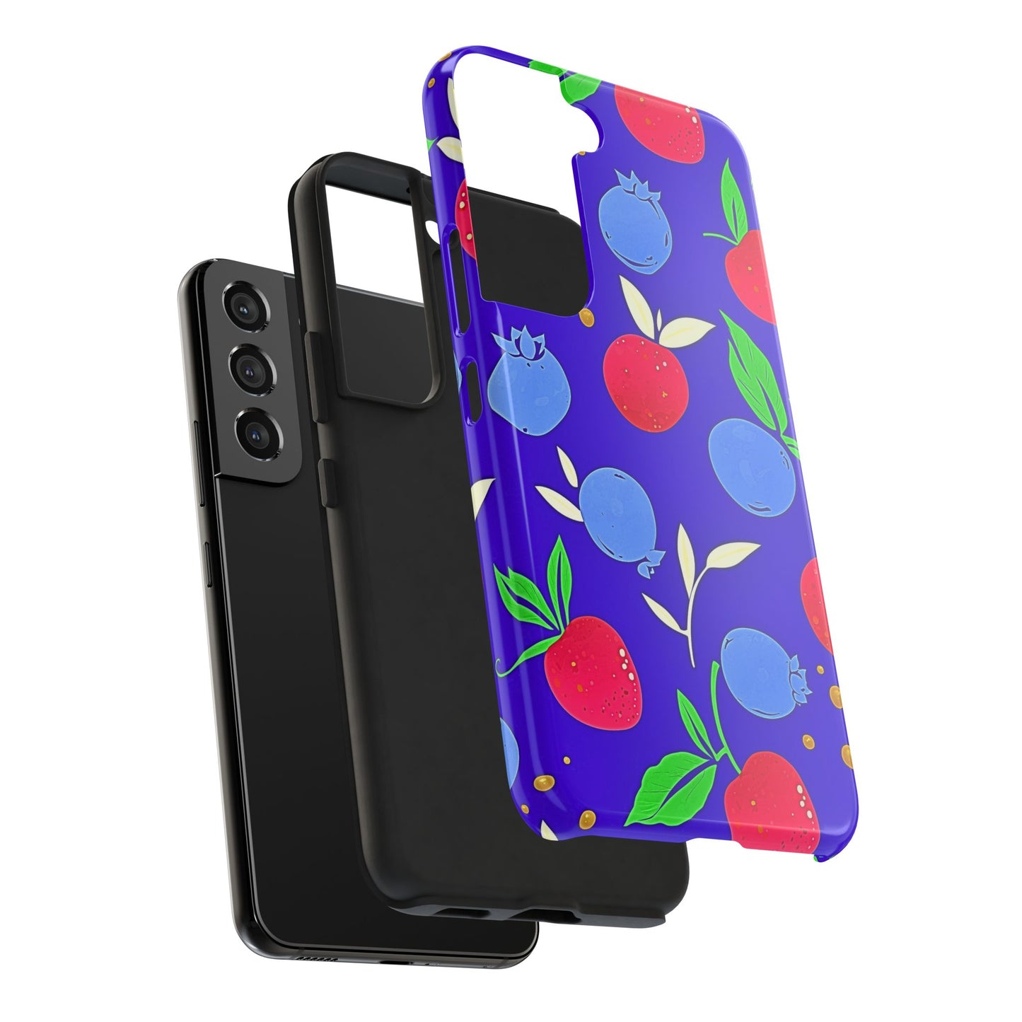 Funda resistente para teléfono con diseño de arándanos y fresas | Estética