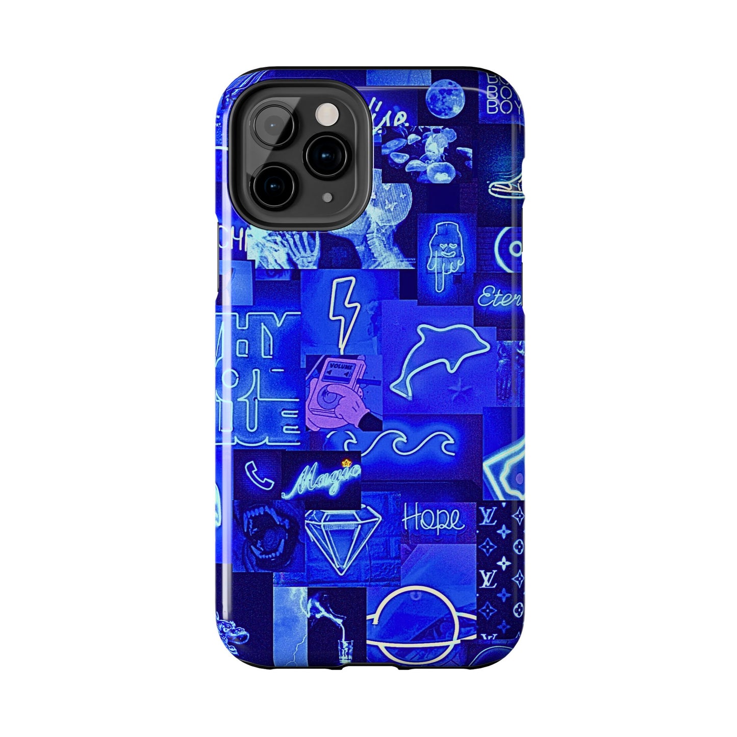 Blue Neon Style Tough Phone Case | Aesthetic