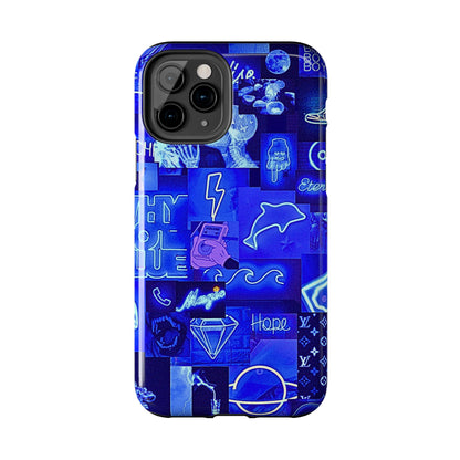 Blue Neon Style Tough Phone Case | Aesthetic