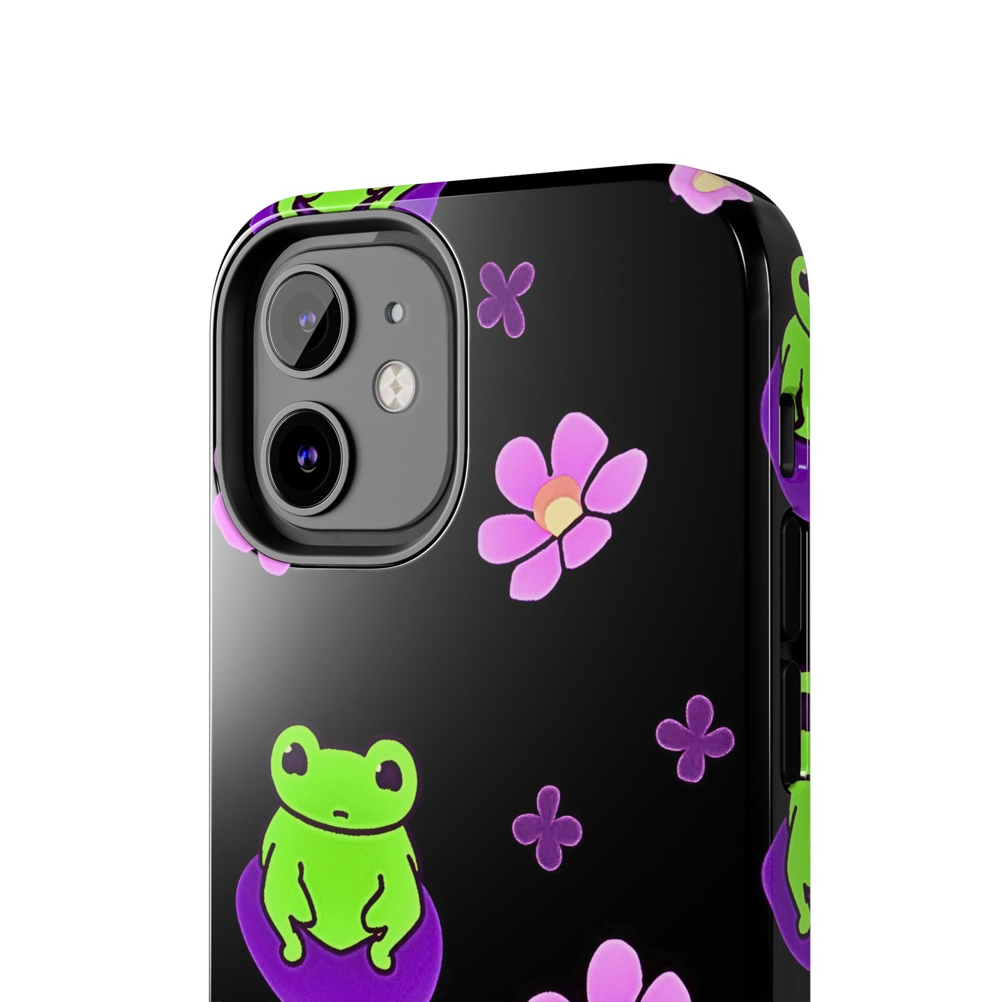 Cute Frog & Pink Flowers Pattern Style Tough Phone Case | Animals