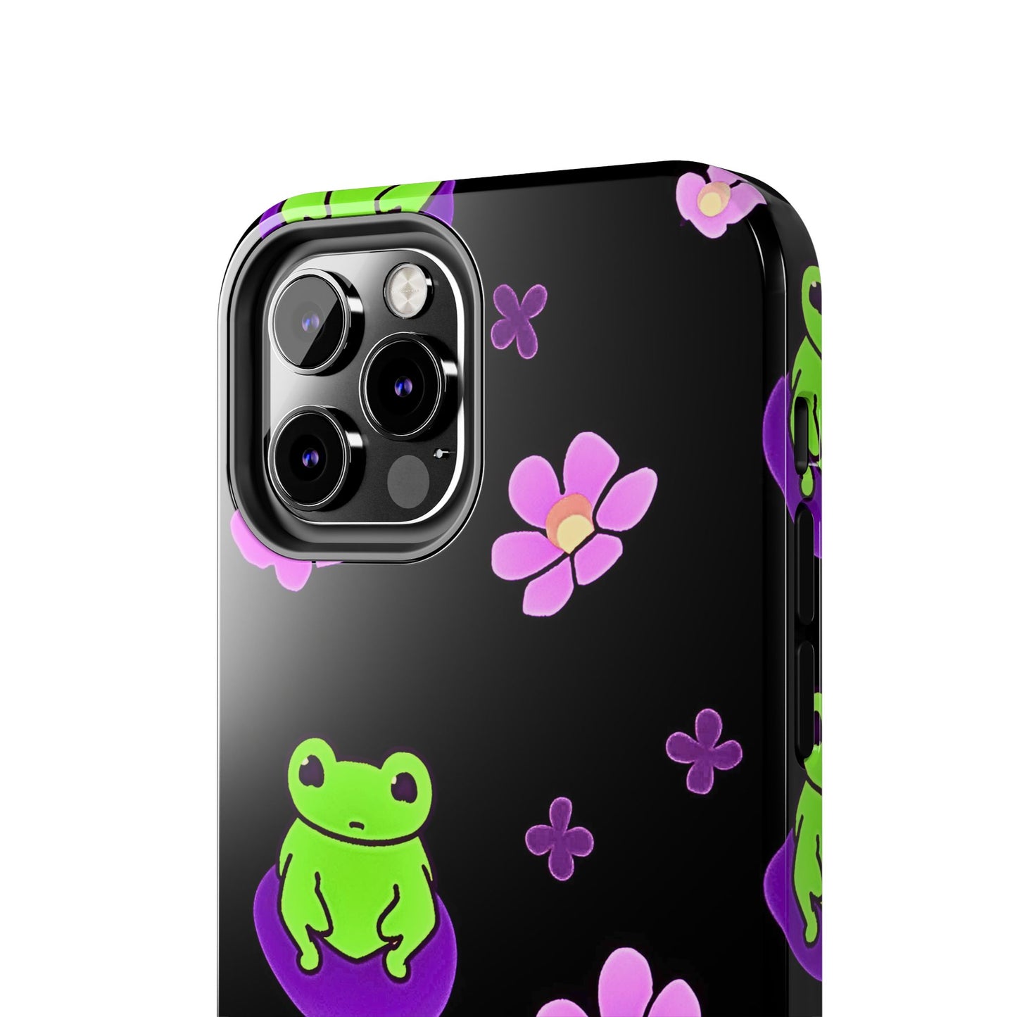 Cute Frog & Pink Flowers Pattern Style Tough Phone Case | Animals