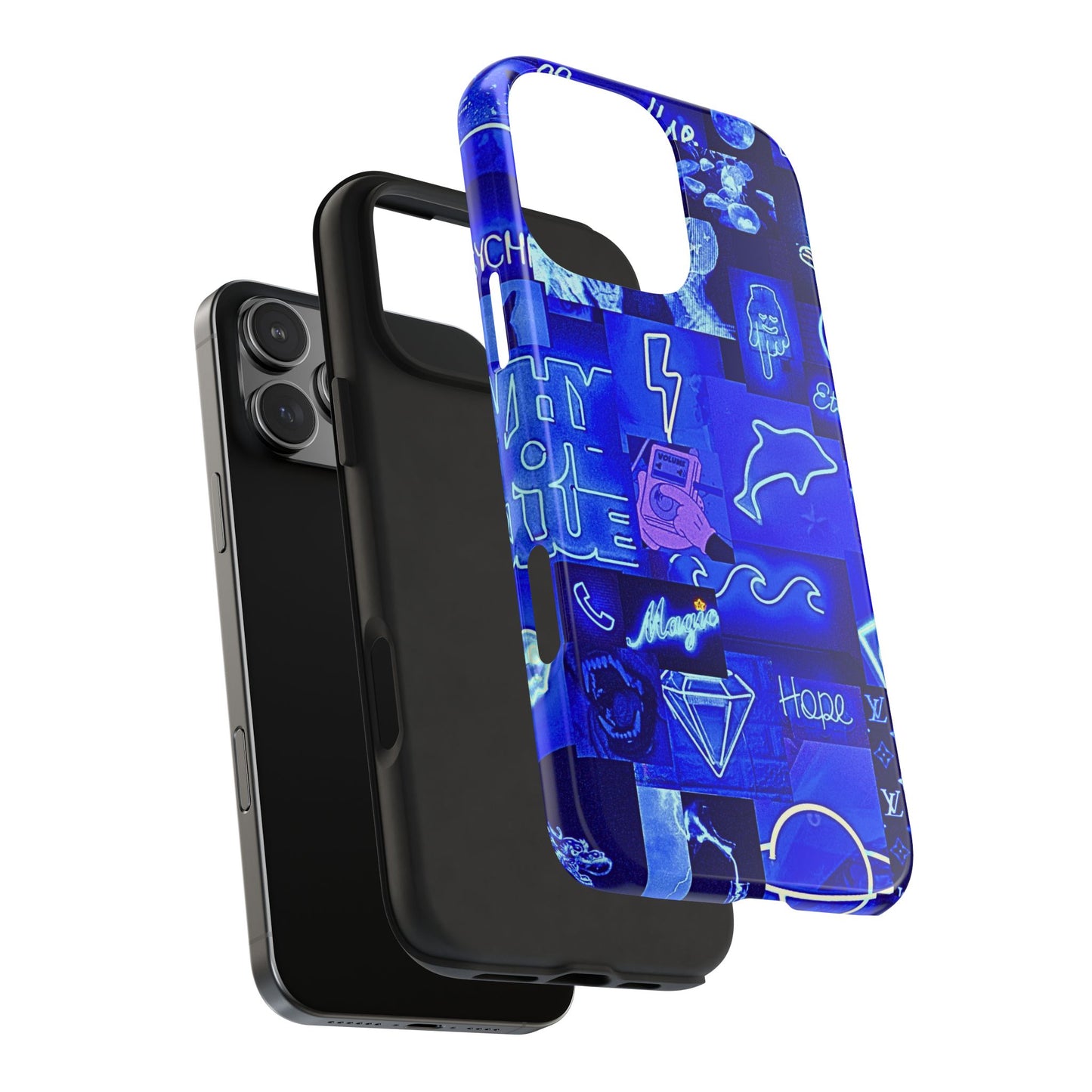 Blue Neon Style Tough Phone Case | Aesthetic