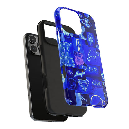 Blue Neon Style Tough Phone Case | Aesthetic