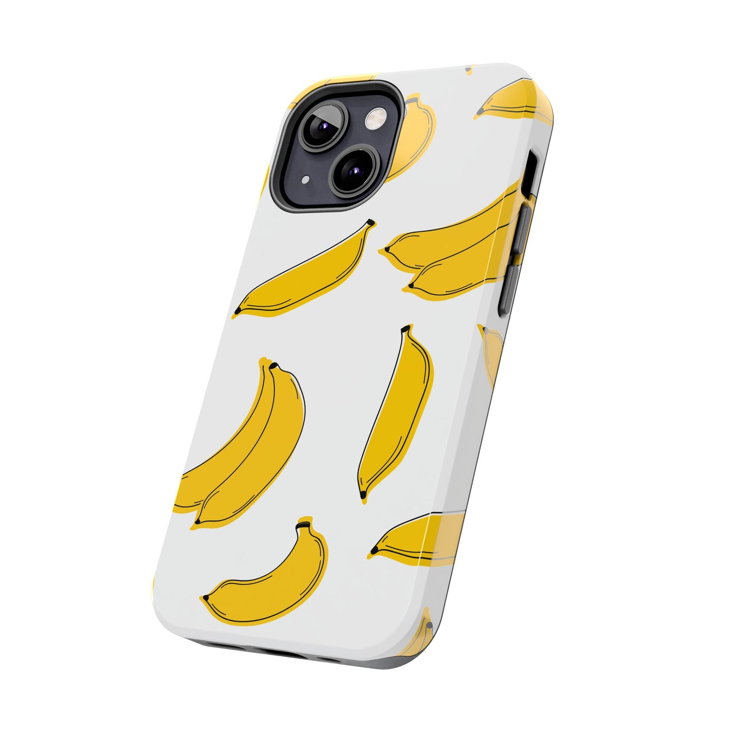 Bold Yellow Banana Pattern Minimal Line Art Tough Phone Case | Food