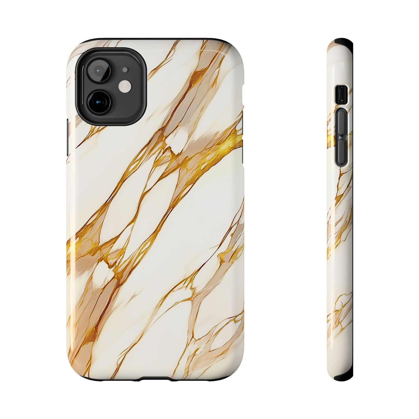 Funda/Cubierta resistente para teléfono con textura de mármol dorado de lujo | Estética