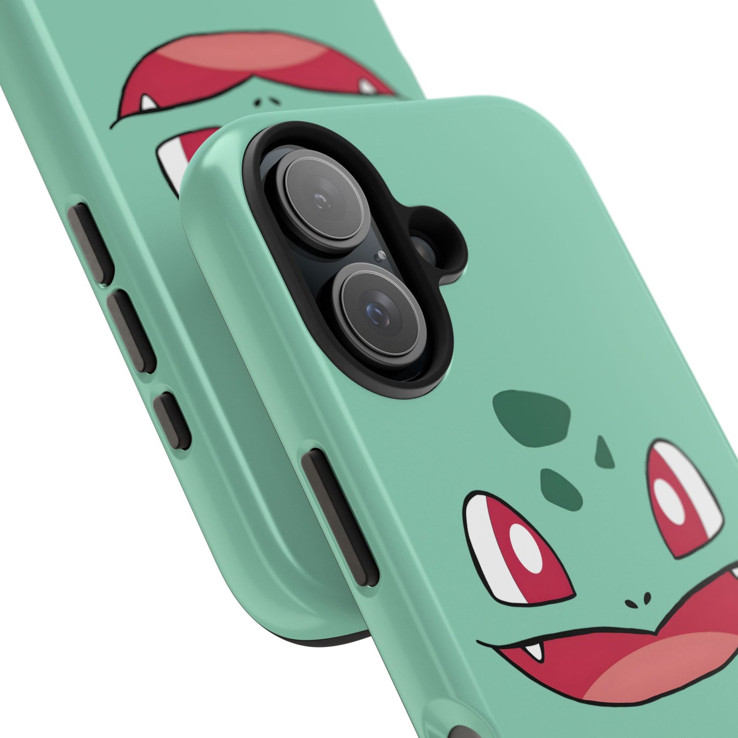 Green Leaf Dino Smile Red Eyes Cute Creature Tough Phone Case | Anime