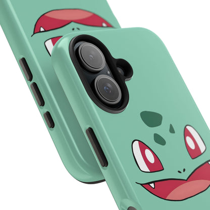 Green Leaf Dino Smile Red Eyes Cute Creature Tough Phone Case | Anime
