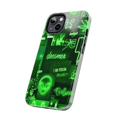 Green Neon Style Tough Phone Case | Aesthetic