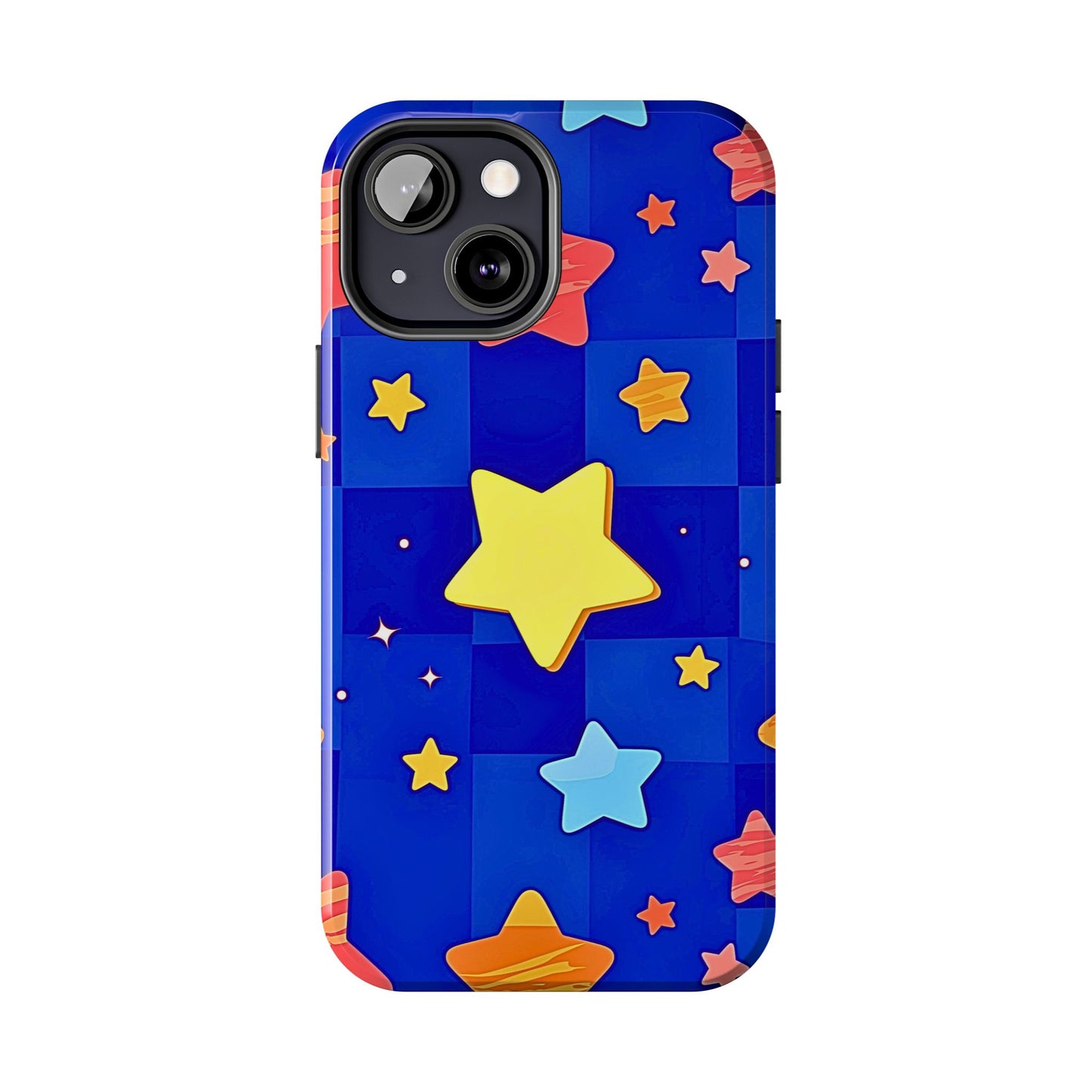 Funda resistente para teléfono con estampado de estrellas vibrantes y preppy | Estética