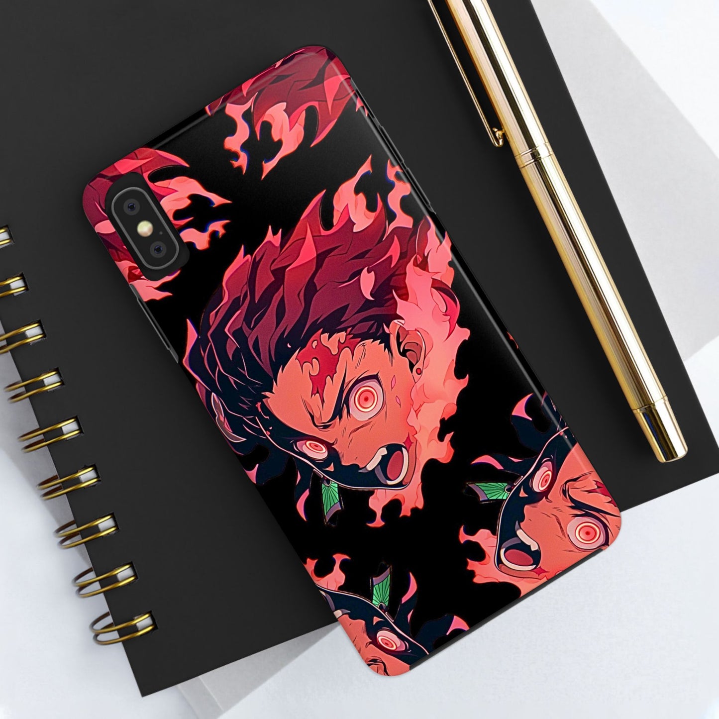 Tanjiro Kamado Flamed Style Black Tough Phone Case | Anime - Demon Slayer
