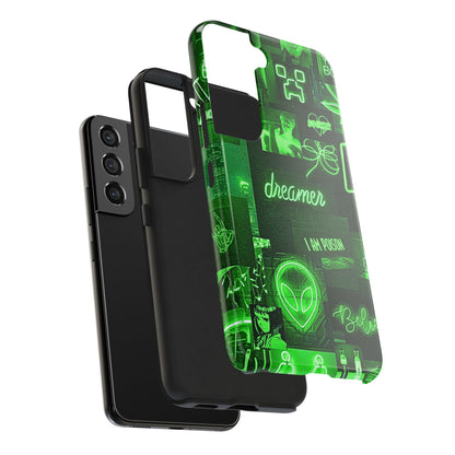 Green Neon Style Tough Phone Case | Aesthetic