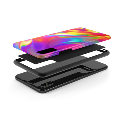 Funda resistente para teléfono con brillo metálico holográfico y estilo abstracto | Estética