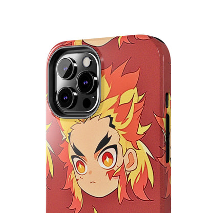 Rengoku Head Pattern Dark Orange Tough Phone Case | Anime - Demon Slayer
