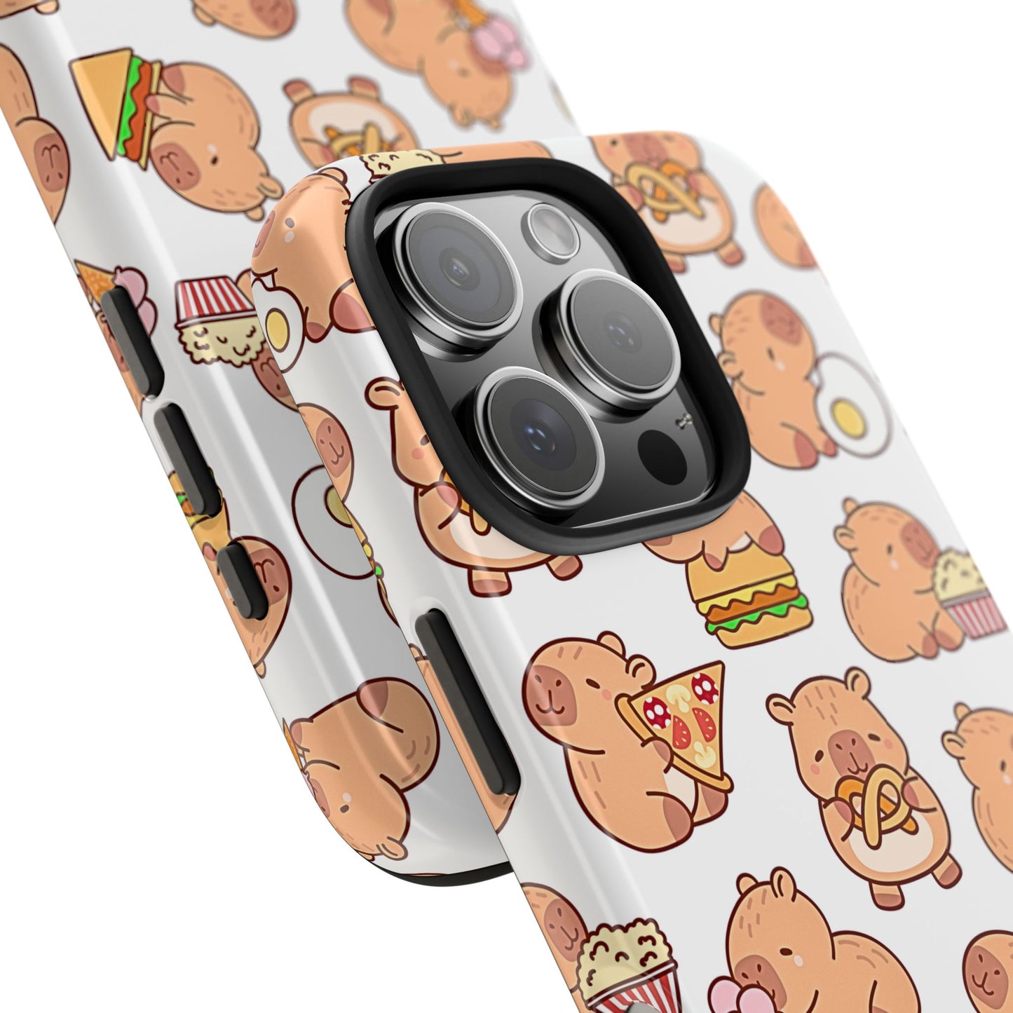 Cute Capybara Eating Pizza Ice Cream & Snacks Cartoon Food Tough Phone Case | Animals