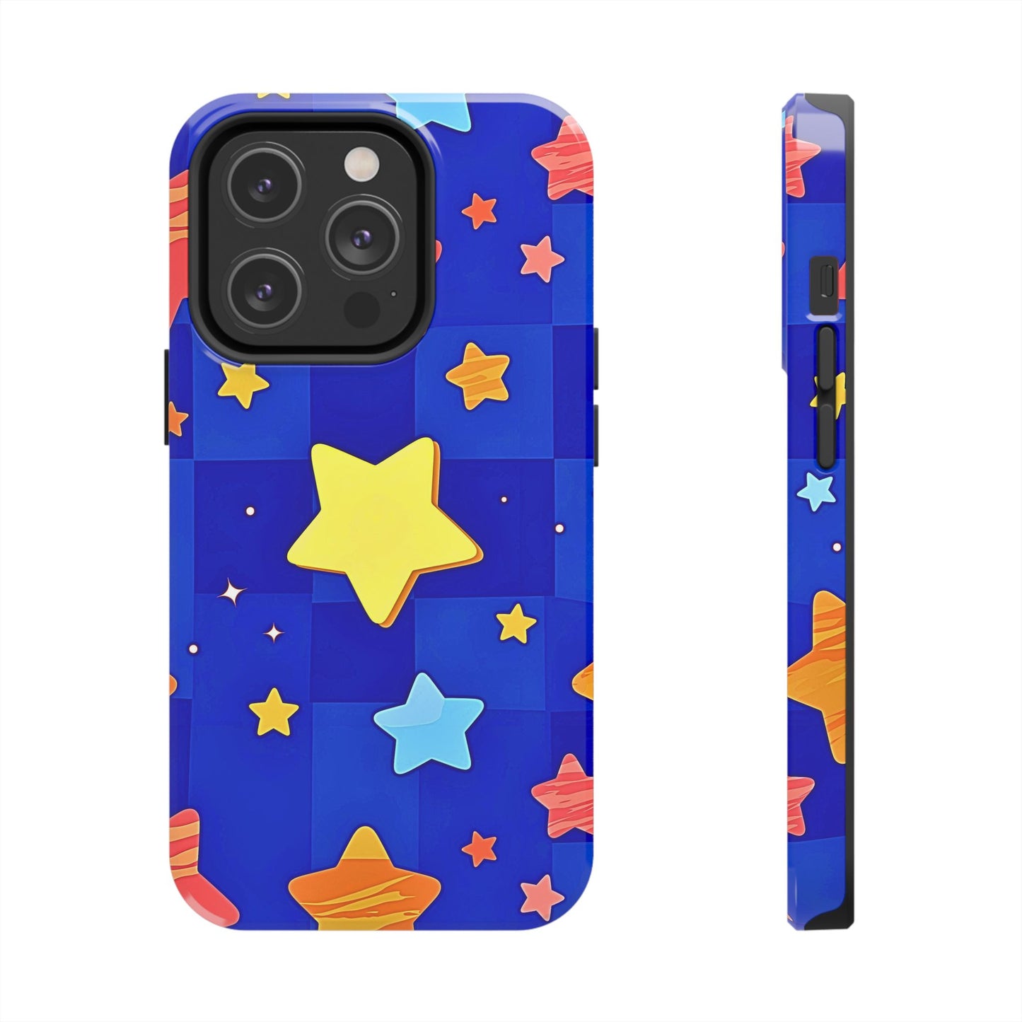 Funda resistente para teléfono con estampado de estrellas vibrantes y preppy | Estética
