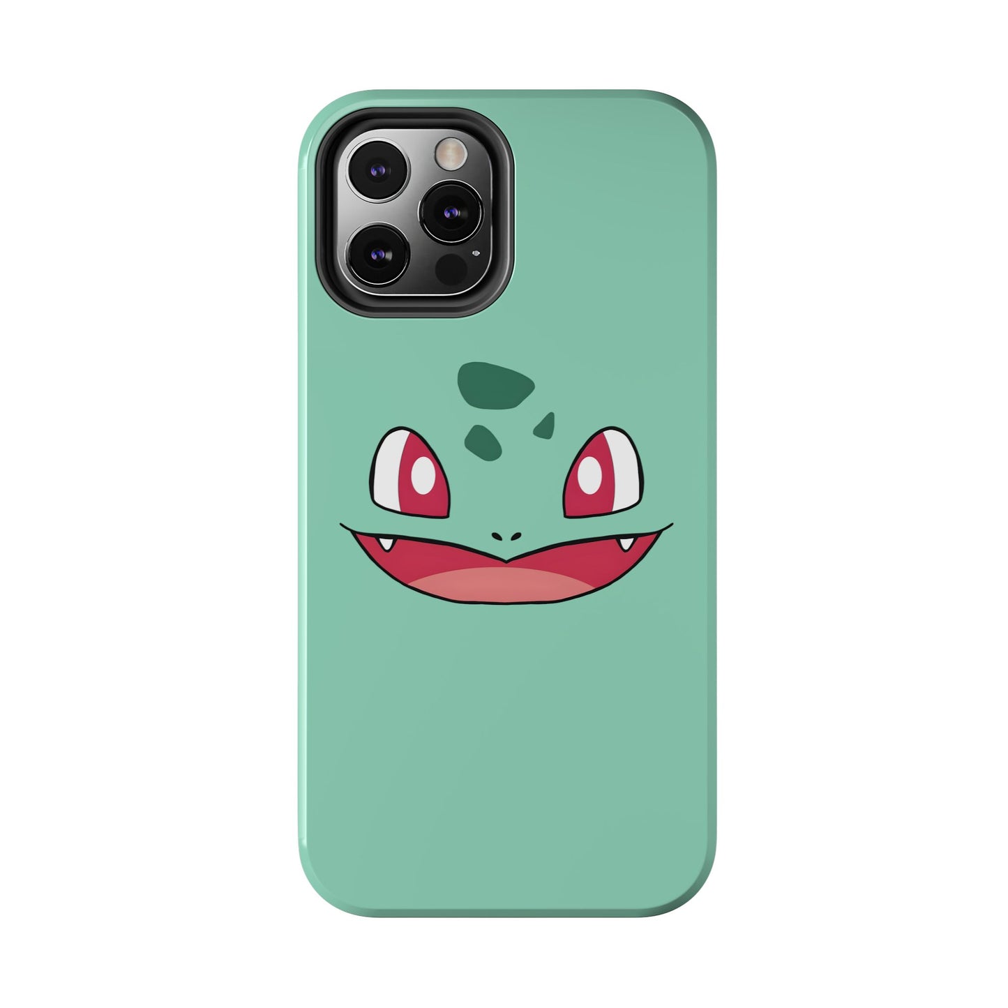 Green Leaf Dino Smile Red Eyes Cute Creature Tough Phone Case | Anime