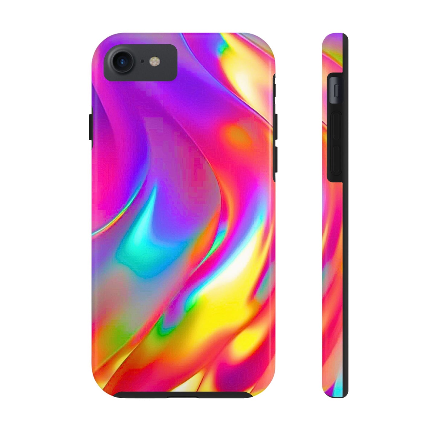 Funda resistente para teléfono con brillo metálico holográfico y estilo abstracto | Estética