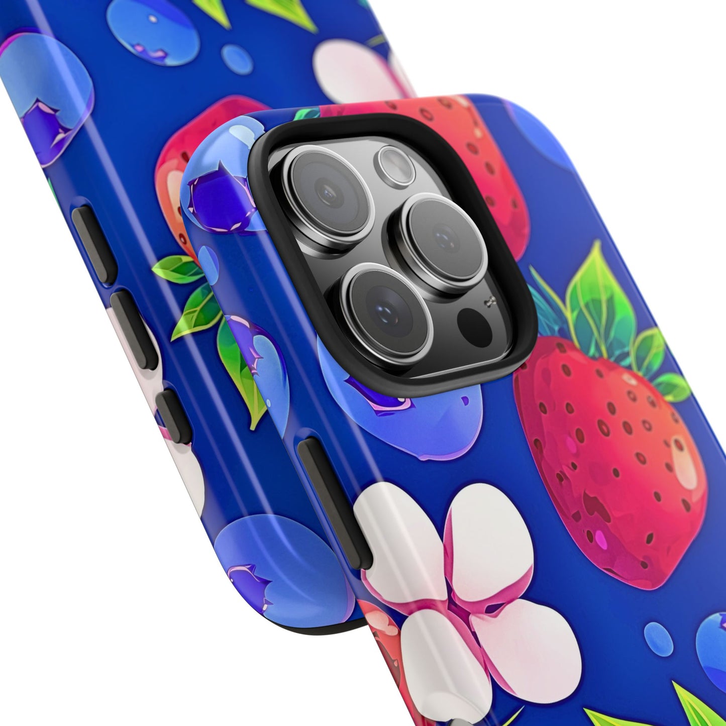 Cute Blueberry Strawberry Fruit Pattern Tough Phone Case | Aesthetic