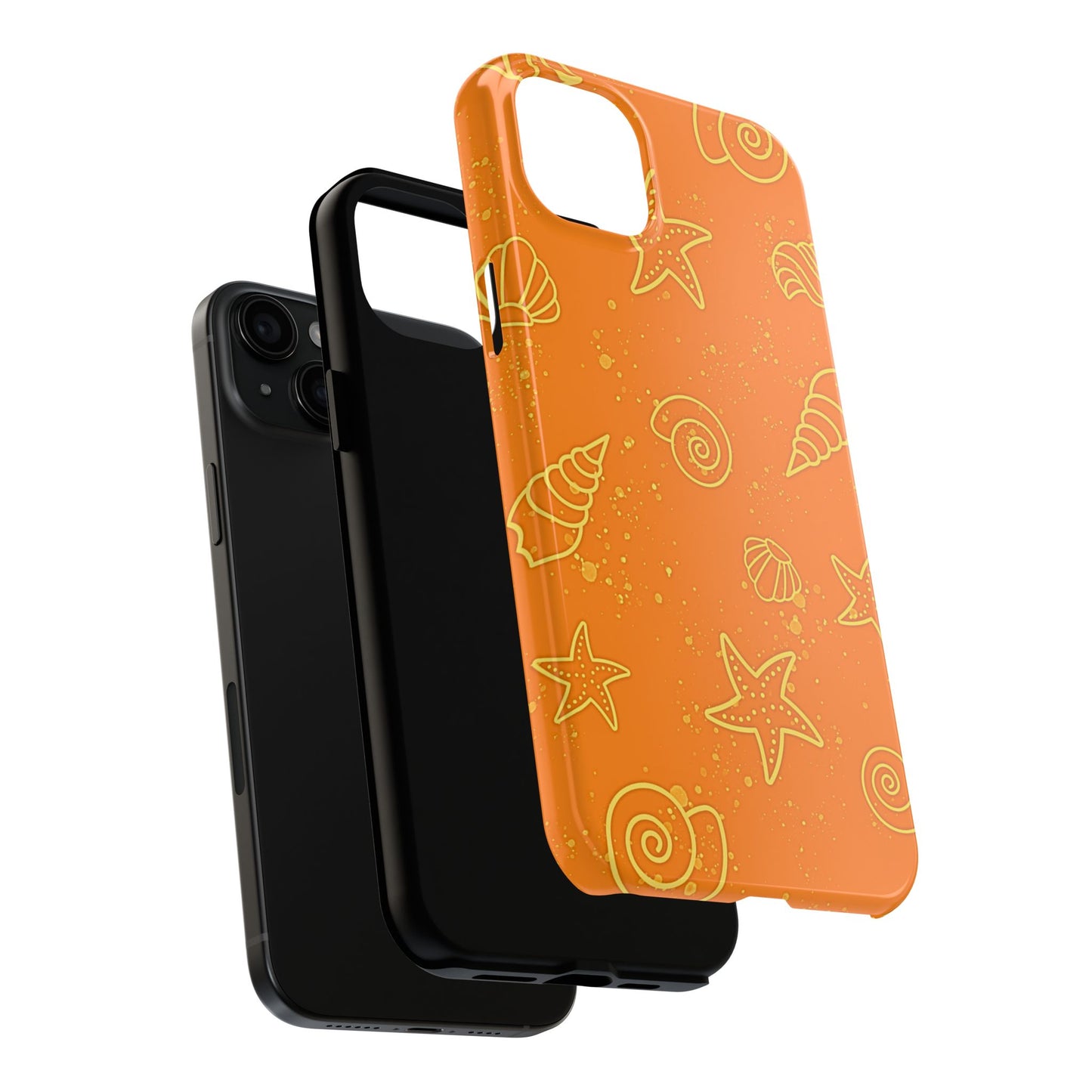 Funda resistente para teléfono con diseño de conchas naranjas | Estética