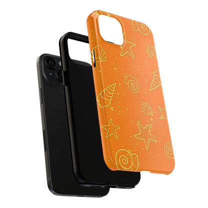 Funda resistente para teléfono con diseño de conchas naranjas | Estética