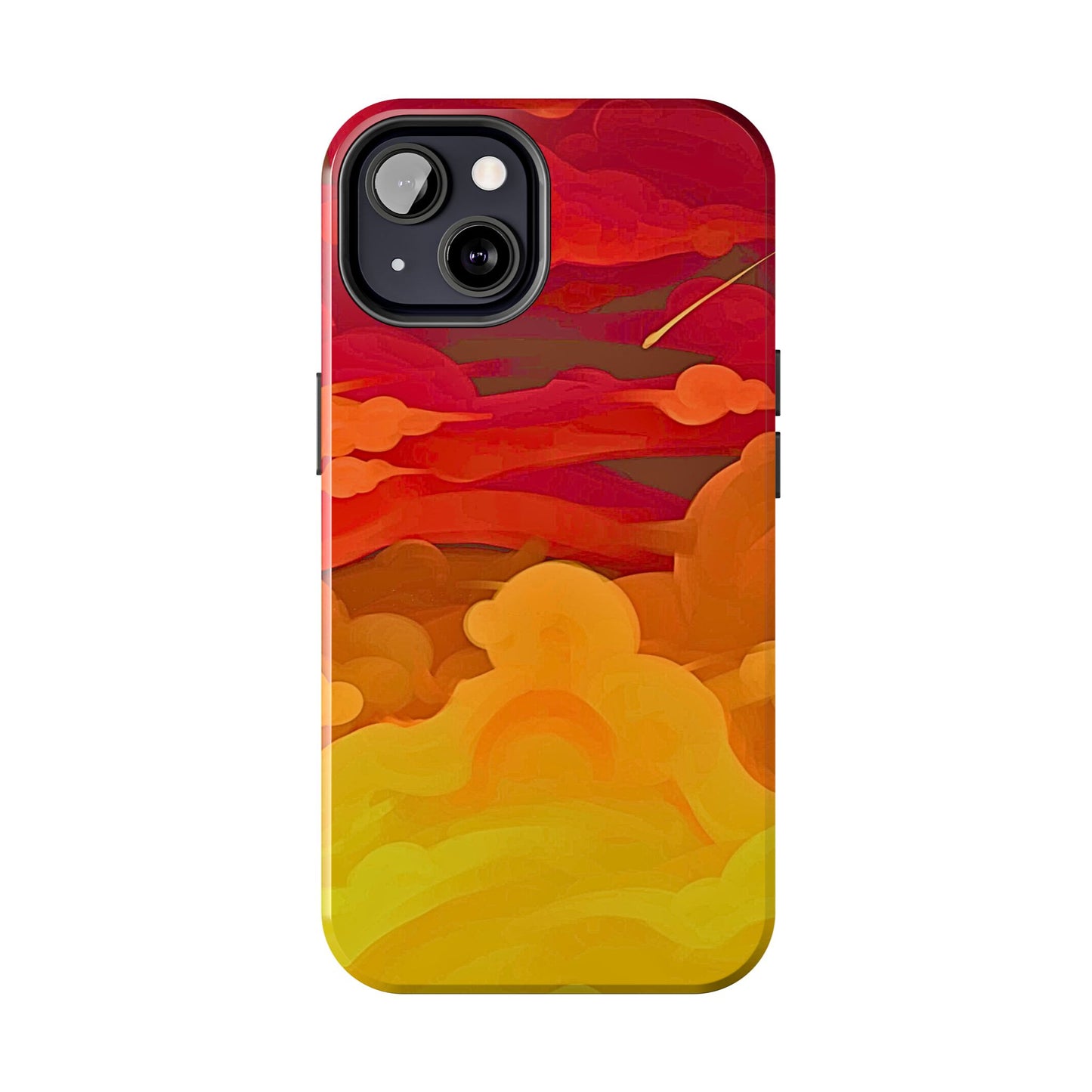Funda resistente para teléfono con diseño de nubes rojas y naranjas | Estética