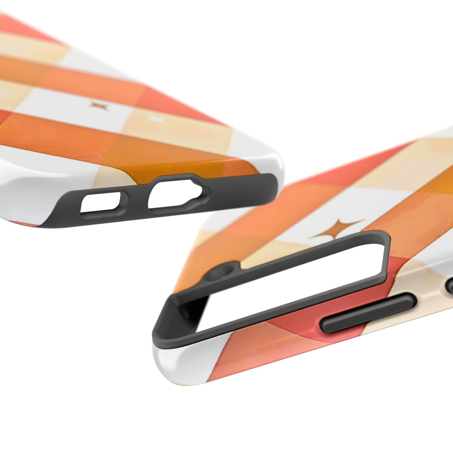Pastel Orange & Pink Checkered Stars Tough Phone Case | Aesthetic