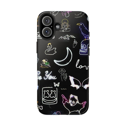 Funda resistente para teléfono estilo neón blanco | Estética