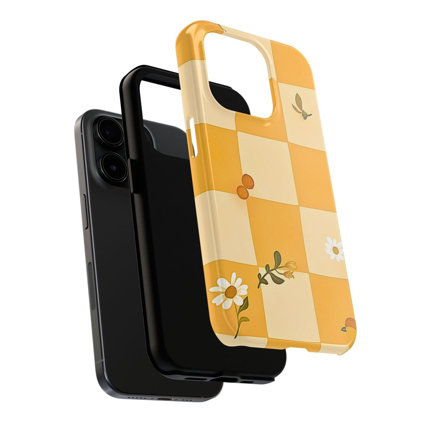 Yellow Checkered Preppy Daisies Tough Phone Case | Aesthetic