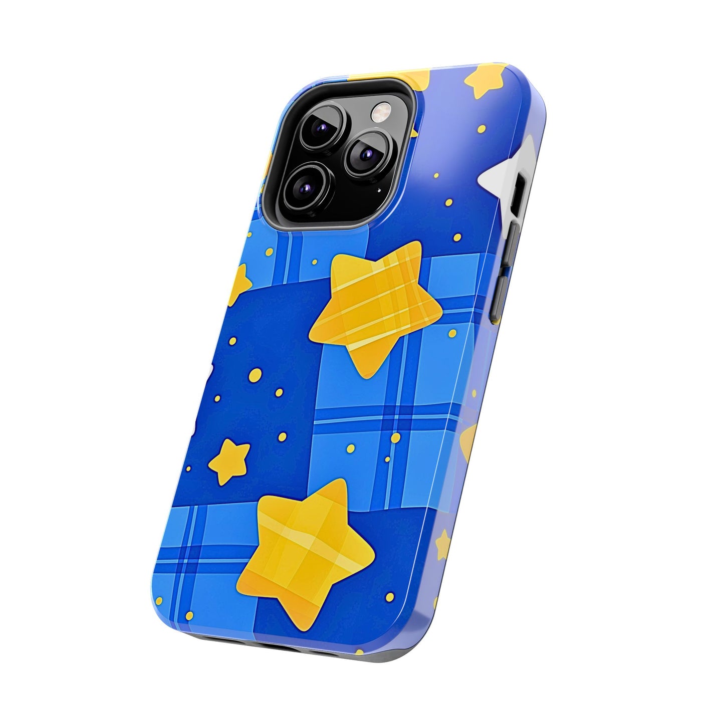 Funda resistente para teléfono con estampado de estrellas y cuadros preppy | Estética