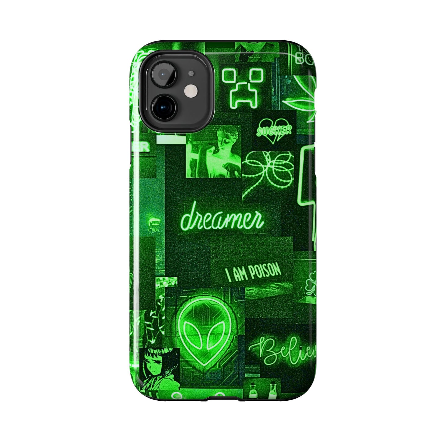 Green Neon Style Tough Phone Case | Aesthetic