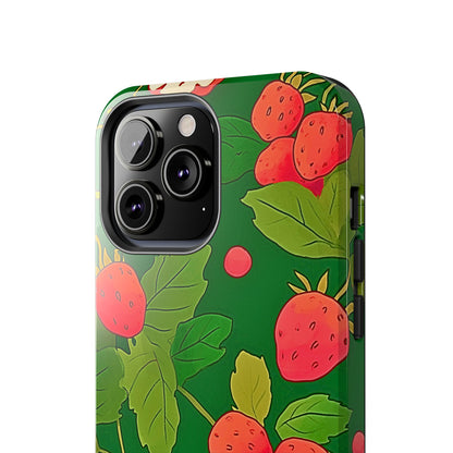 Dark Strawberry Pattern Preppy Tough Phone Case | Aesthetic