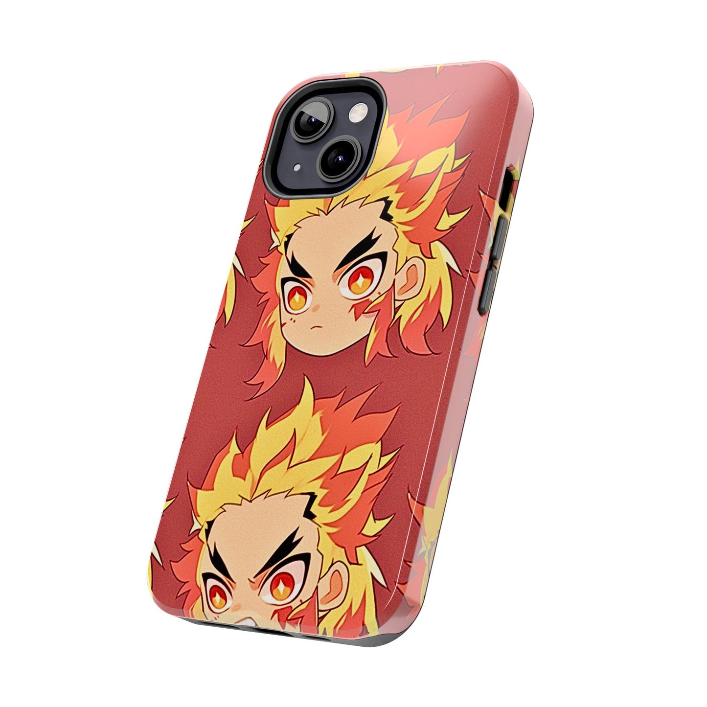 Rengoku Head Pattern Dark Orange Tough Phone Case | Anime - Demon Slayer