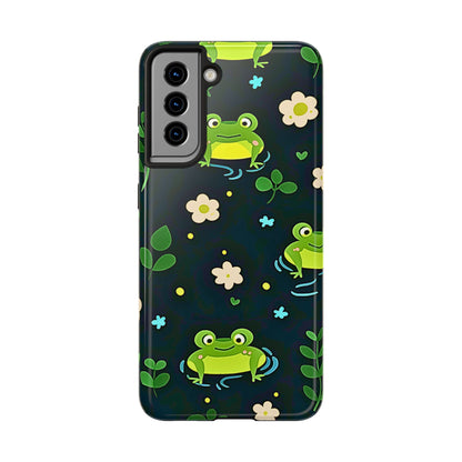 Kawaii Froggy Pattern Black Tough Phone Case | Animals