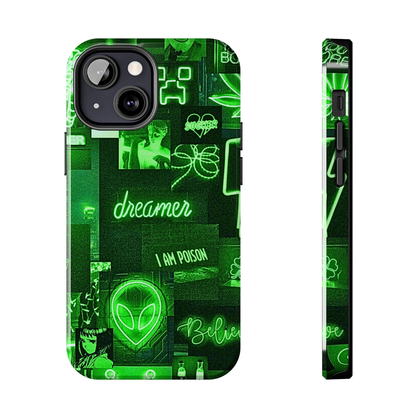 Green Neon Style Tough Phone Case | Aesthetic