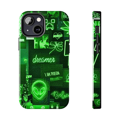 Green Neon Style Tough Phone Case | Aesthetic