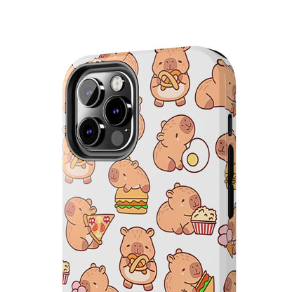 Cute Capybara Eating Pizza Ice Cream & Snacks Cartoon Food Tough Phone Case | Animals