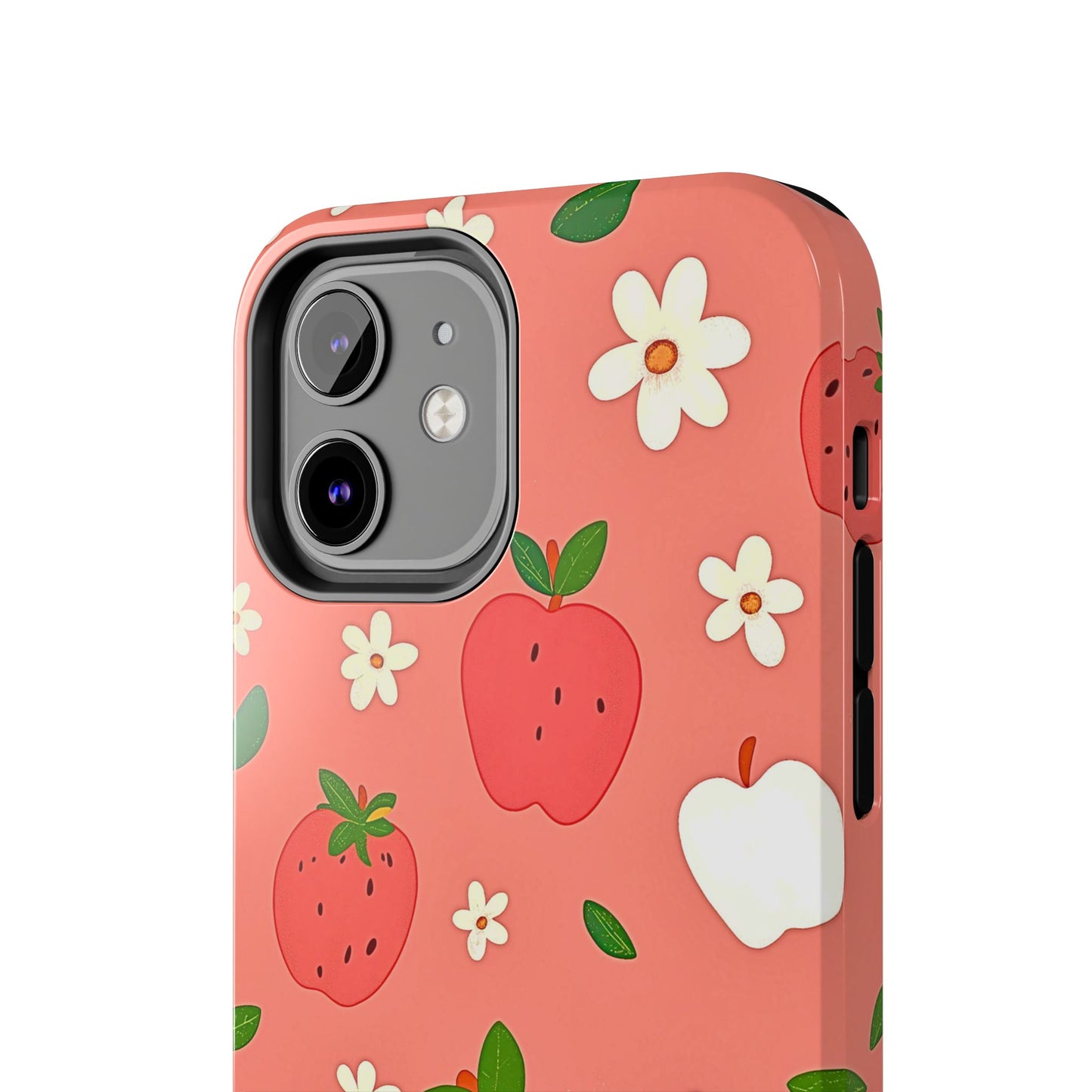 Strawberry Apple Flower Pattern Pink Tough Phone Case | Aesthetic