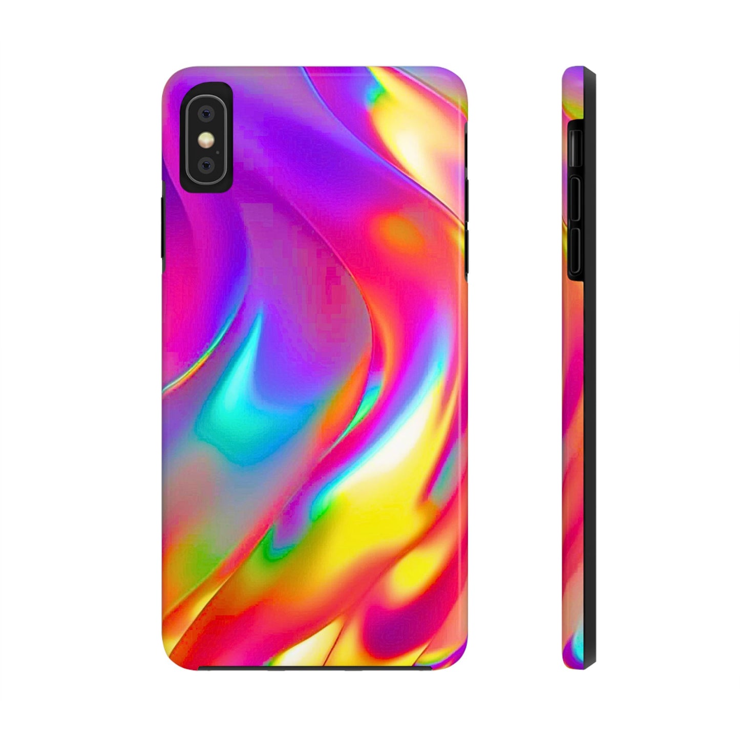 Funda resistente para teléfono con brillo metálico holográfico y estilo abstracto | Estética