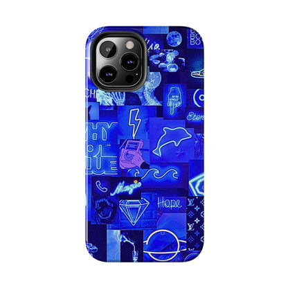 Blue Neon Style Tough Phone Case | Aesthetic