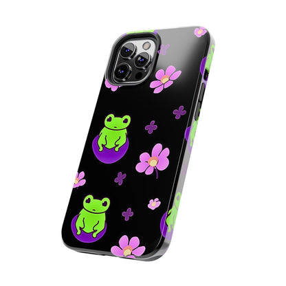 Cute Frog & Pink Flowers Pattern Style Tough Phone Case | Animals