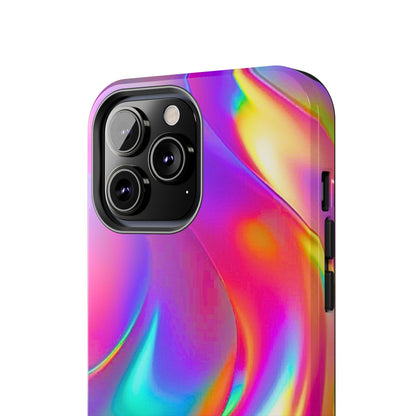 Funda resistente para teléfono con brillo metálico holográfico y estilo abstracto | Estética