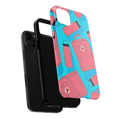VSCO Kanken Backpack Water Bottle Pink & Blue Tough Phone Case | Aesthetic