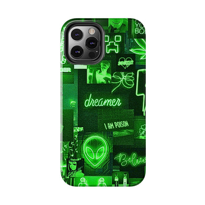 Green Neon Style Tough Phone Case | Aesthetic